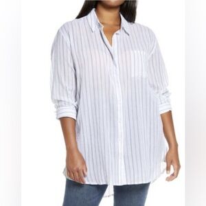 NWT Treasure & Bond Stripe Woven Tunic in Blue- White Larch Stripe Size S.